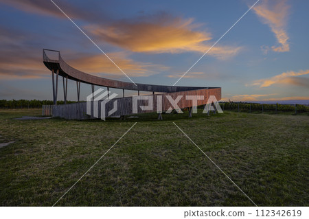 Trail above the vineyards lookout point, Kobyli vrch, Kobyli, Southern Moravia, Czech Republic 112342619