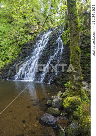 Waterfall Cascade de la Roche near Cheylade, French highlands, France Waterfall Cascade de la Roche near Cheylade, French highlands, France 112342621