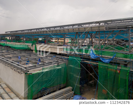 The monorail station is under construction. 112342876