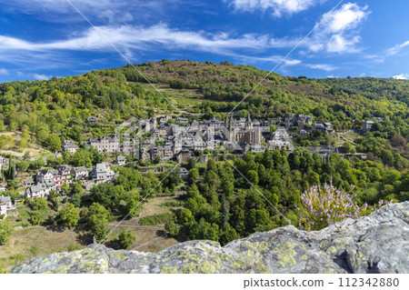 UNESCO village of  Conques-en-Rouergue in Aveyron department, France 112342880