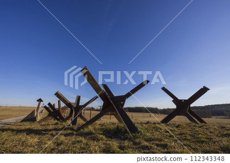 the memorial of the iron curtain in Cizov, Southern Moravia, Czech Republic 112343348