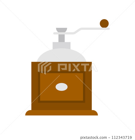 Coffee grinder icon. Mill coffee grinder manual. 112343719