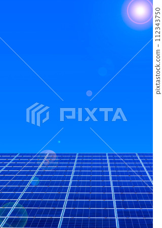 Solar panels shining against the blue sky Solar panels shining against the blue sky 112343750