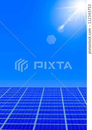 Solar panels shining against the blue sky 112343753