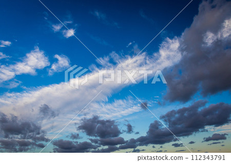 Sunrise sky, black clouds and white clouds 112343791