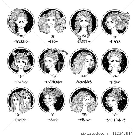 Vector illustrations set of zodiac signs girls 112343914