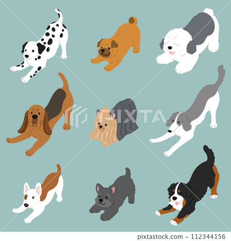 Simple and cute dog illustration set that invites you to play F No main line 112344156