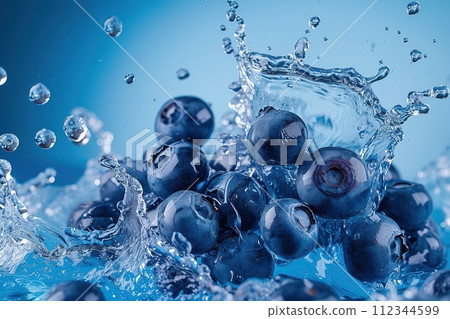 Raspberries splashing in water Raspberries splashing in water 112344599
