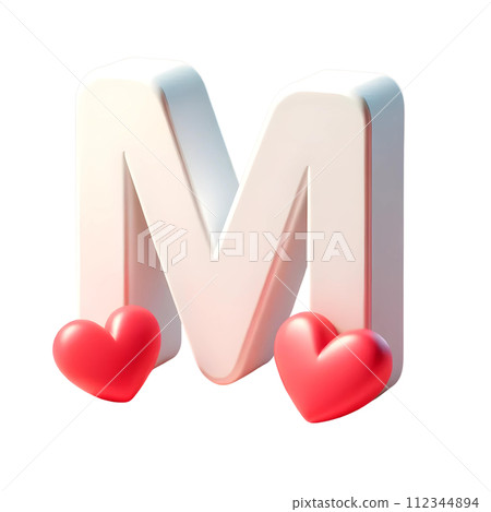 3D letter M with red heart  112344894