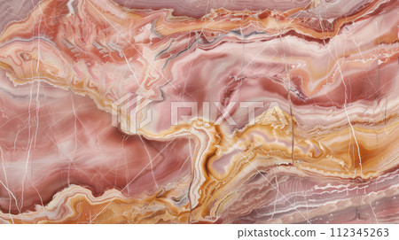 Dark pink high detail marble and granite stone texture with giolden and gray veins and cracks 112345263