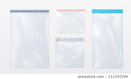 Plastic bag with zip locker mockup. 112345594