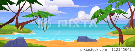 Sea beach landscape cartoon 112345641