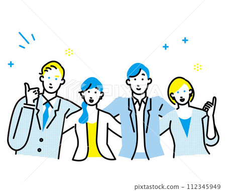 Foreign and Japanese men and women - upper body - business men and women icons - simple vector illustration material 112345949