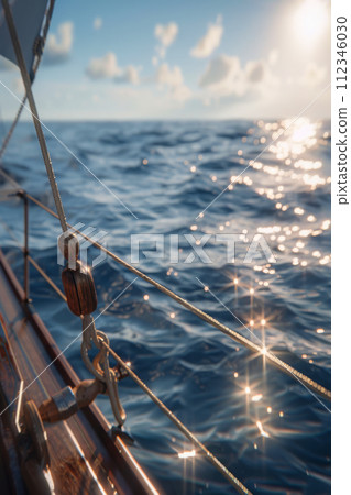 view from a sailboat sailing on the sea 112346030