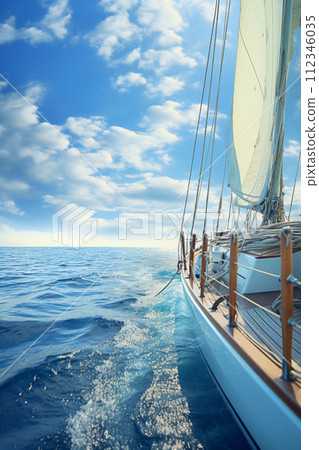 view from a sailboat sailing on the sea view from a sailboat sailing on the sea 112346035