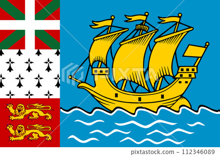 The official current flag of Saint Pierre and Miquelon. State flag of Saint Pierre. Illustration. 112346089