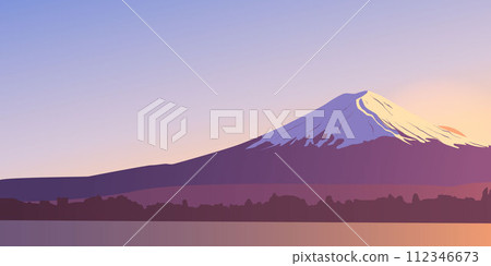 Panoramic evening view of mount Fuji Panoramic evening view of mount Fuji 112346673