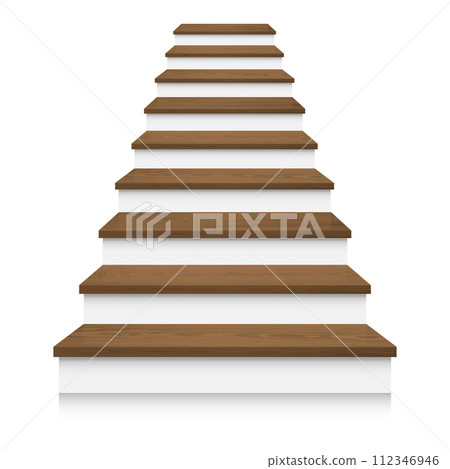 White brown wood stair template front view 3D isolated vector White brown wood stair template front view 3D isolated vector 112346946