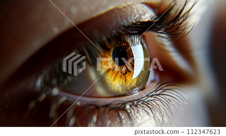 Eye close-up. Side view. An emotional look. Eye close-up. Side view. An emotional look. 112347623