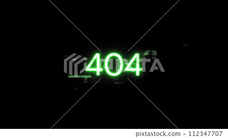 3D rendering error 404 text with screen effects of technological glitches 112347707