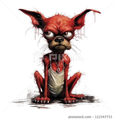 Adorable Red Cartoon Dog with Big Ears and Collar on White Background, Cute Pet Illustration Adorable Red Cartoon Dog with Big Ears and Collar on White Background, Cute Pet Illustration 112347715