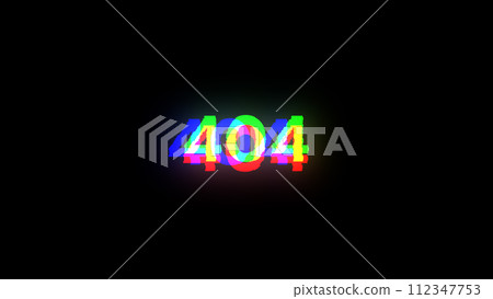 3D rendering error 404 text with screen effects of technological glitches 112347753