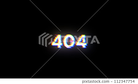 3D rendering error 404 text with screen effects of technological glitches 112347754