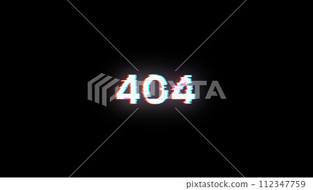 3D rendering error 404 text with screen effects of technological glitches 112347759