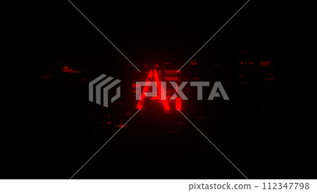 3D rendering AI text with screen effects of technological glitches 112347798
