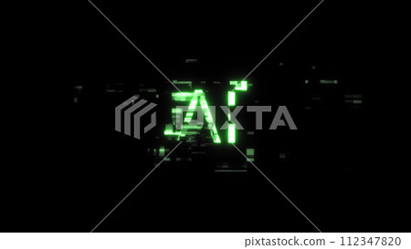 3D rendering AI text with screen effects of technological glitches 3D rendering AI text with screen effects of technological glitches 112347820