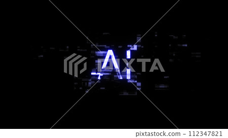 3D rendering AI text with screen effects of technological glitches 3D rendering AI text with screen effects of technological glitches 112347821