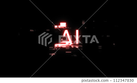 3D rendering AI text with screen effects of technological glitches 3D rendering AI text with screen effects of technological glitches 112347830