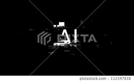 3D rendering AI text with screen effects of technological glitches 3D rendering AI text with screen effects of technological glitches 112347838