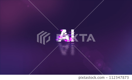 3D rendering AI text with screen effects of technological glitches 3D rendering AI text with screen effects of technological glitches 112347873
