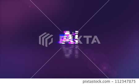 3D rendering AI text with screen effects of technological glitches 112347875