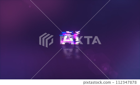 3D rendering AI text with screen effects of technological glitches 3D rendering AI text with screen effects of technological glitches 112347878
