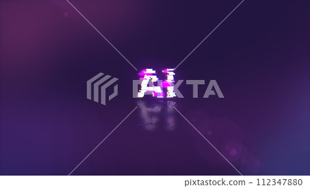 3D rendering AI text with screen effects of technological glitches 3D rendering AI text with screen effects of technological glitches 112347880