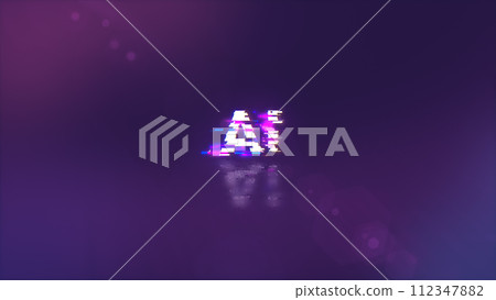3D rendering AI text with screen effects of technological glitches 3D rendering AI text with screen effects of technological glitches 112347882