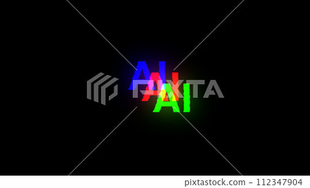 3D rendering AI text with screen effects of technological glitches 3D rendering AI text with screen effects of technological glitches 112347904