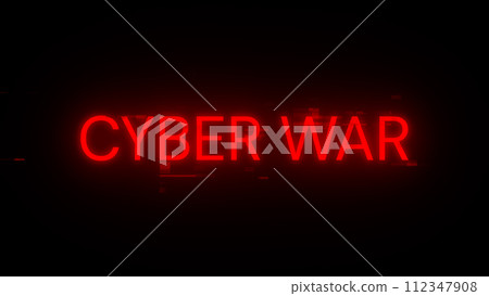 3D rendering cyber war text with screen effects of technological glitches 3D rendering cyber war text with screen effects of technological glitches 112347908