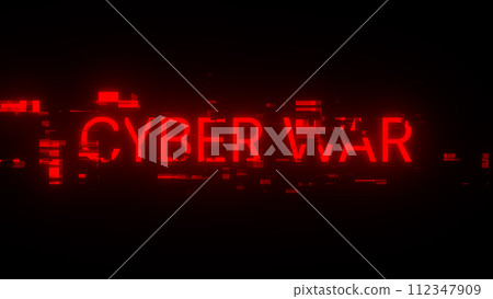 3D rendering cyber war text with screen effects of technological glitches 3D rendering cyber war text with screen effects of technological glitches 112347909