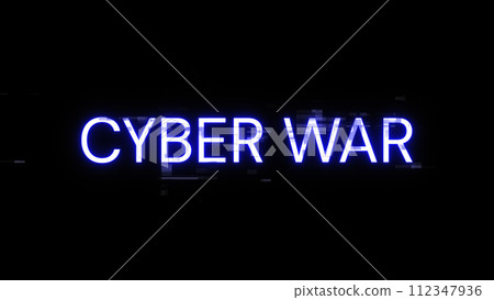 3D rendering cyber war text with screen effects of technological glitches 3D rendering cyber war text with screen effects of technological glitches 112347936