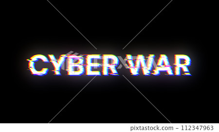 3D rendering cyber war text with screen effects of technological glitches 3D rendering cyber war text with screen effects of technological glitches 112347963