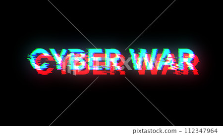3D rendering cyber war text with screen effects of technological glitches 3D rendering cyber war text with screen effects of technological glitches 112347964