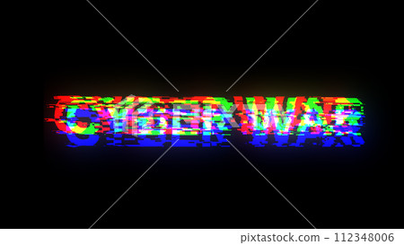3D rendering cyber war text with screen effects of technological glitches 3D rendering cyber war text with screen effects of technological glitches 112348006