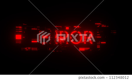 3D rendering error text with screen effects of technological glitches 112348012