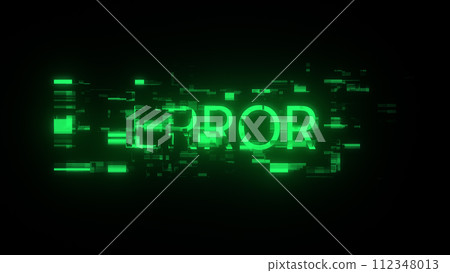 3D rendering error text with screen effects of technological glitches 3D rendering error text with screen effects of technological glitches 112348013