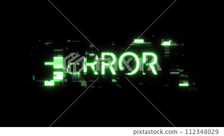3D rendering error text with screen effects of technological glitches 3D rendering error text with screen effects of technological glitches 112348029