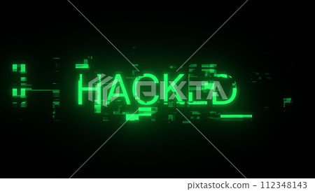 3D rendering hacked text with screen effects of technological glitches 3D rendering hacked text with screen effects of technological glitches 112348143