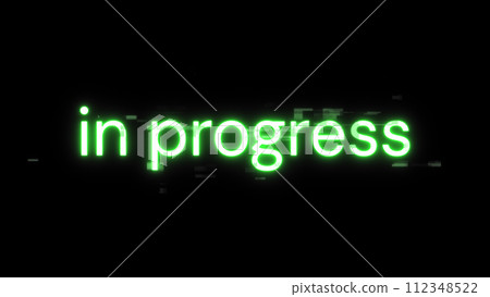 3D rendering in progress text with screen effects of technological glitches 3D rendering in progress text with screen effects of technological glitches 112348522